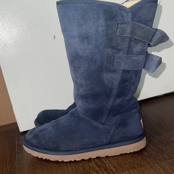 UGG Dark Blue Suede Boots with Bows - Picture 4 of 9